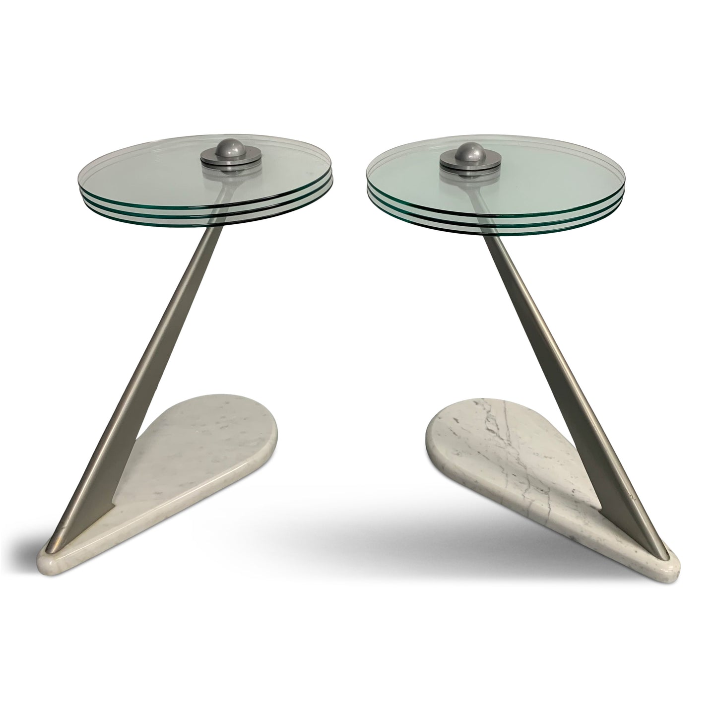 SOLD – Postmodern Marble and Glass Drinks Tables by Bruce Kaiser of Kaiser Newman
