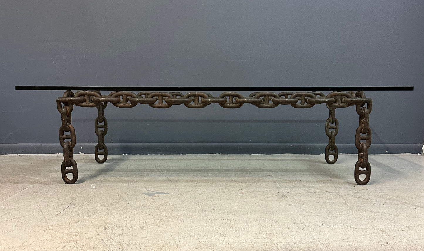 Artisan Large Industrial Chain Link Iron Coffee Table, Belgium