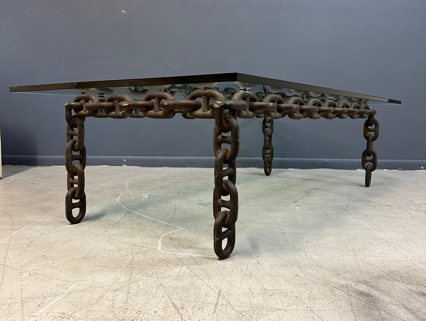 Artisan Large Industrial Chain Link Iron Coffee Table, Belgium