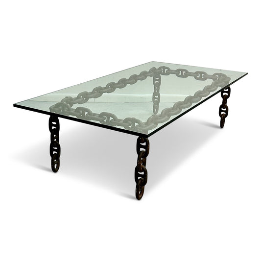 Artisan Large Industrial Chain Link Iron Coffee Table, Belgium