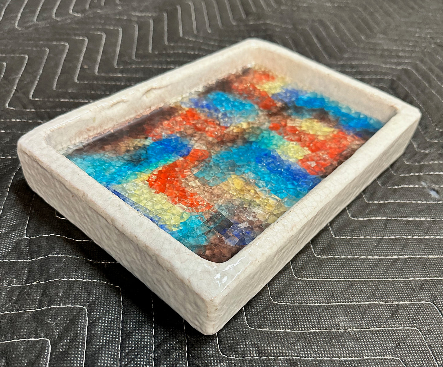Bitossi Italy for Raymor Ceramic and Glass Mosaic Ashtray, Catchall Mid Century