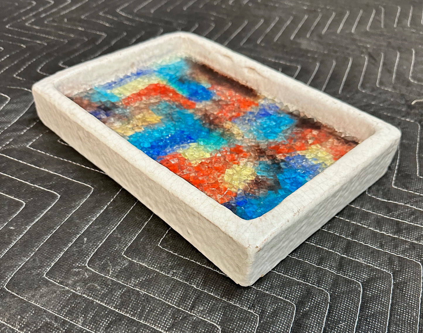 Bitossi Italy for Raymor Ceramic and Glass Mosaic Ashtray, Catchall Mid Century