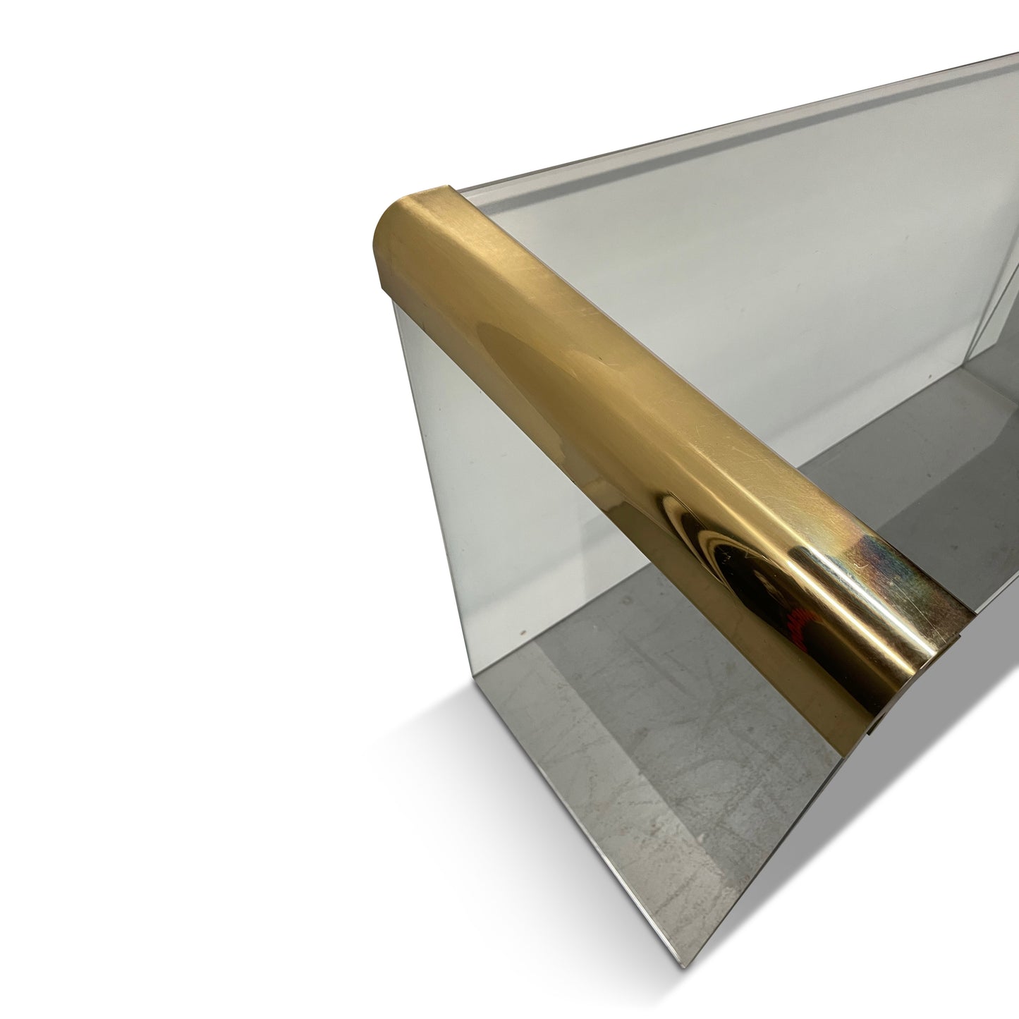 SOLD – Mid-Century Modern Brass and Glass Console or Sofa Table by Leon Rosen for Pace