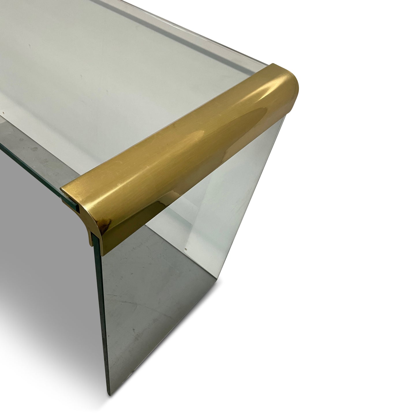 SOLD – Mid-Century Modern Brass and Glass Console or Sofa Table by Leon Rosen for Pace