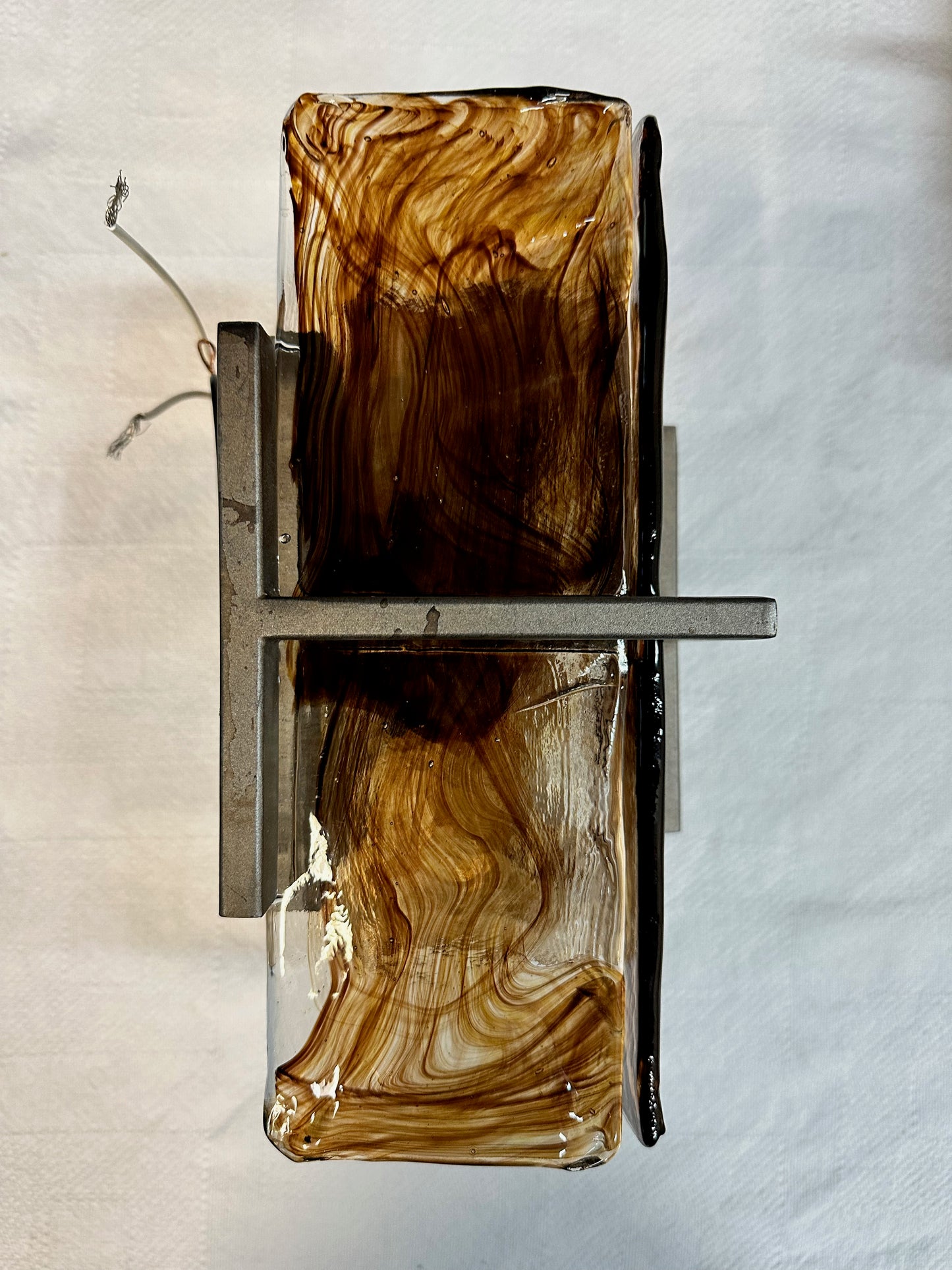 Murano Style Set of Three Chocolate Colored Swirled glass Sconces