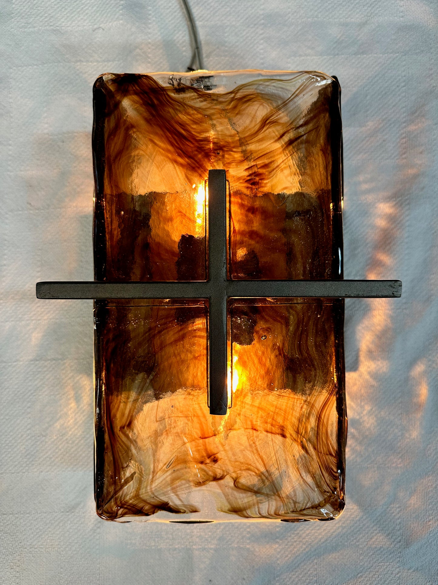 Murano Style Set of Three Chocolate Colored Swirled glass Sconces