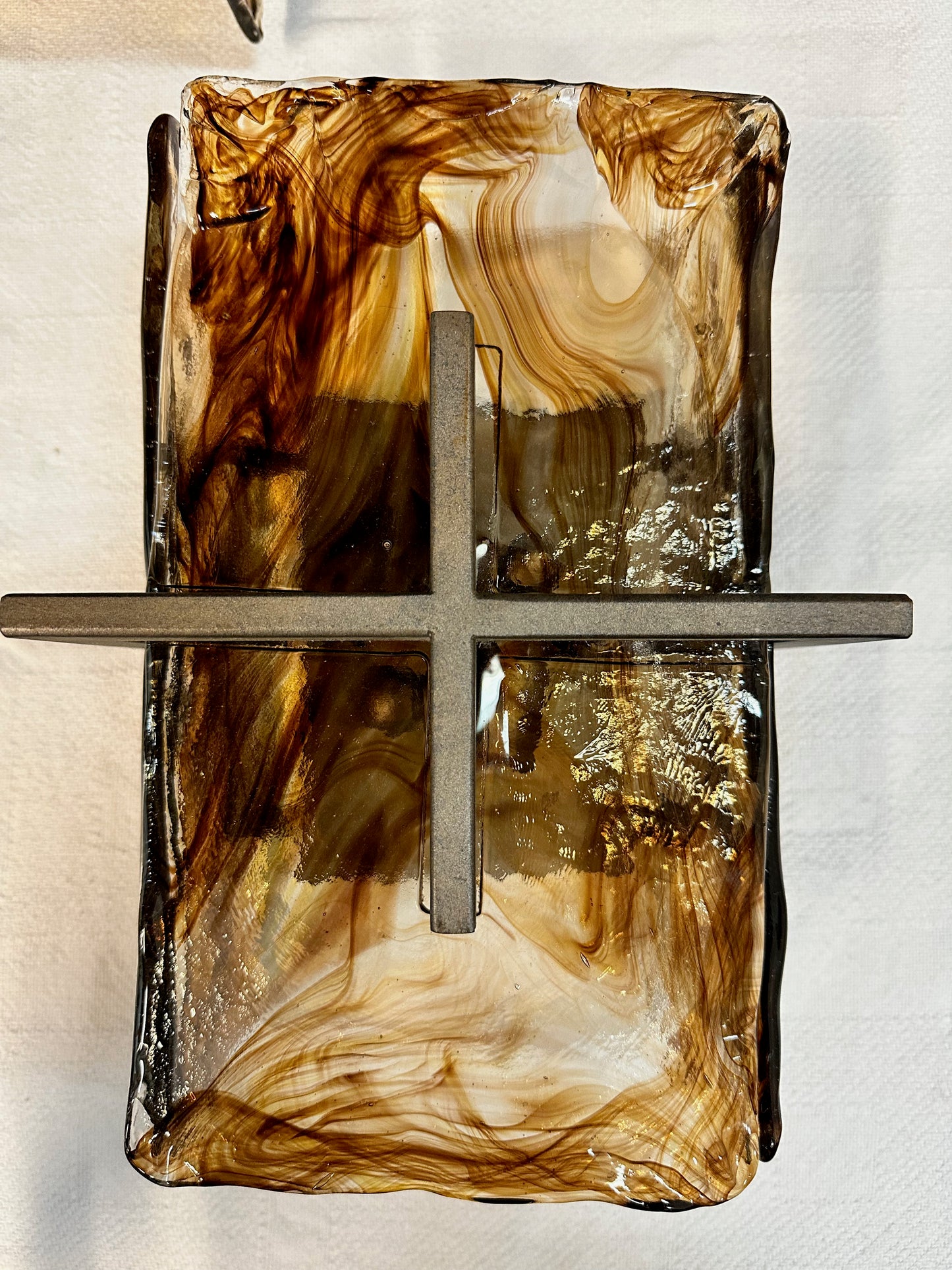 Murano Style Set of Three Chocolate Colored Swirled glass Sconces