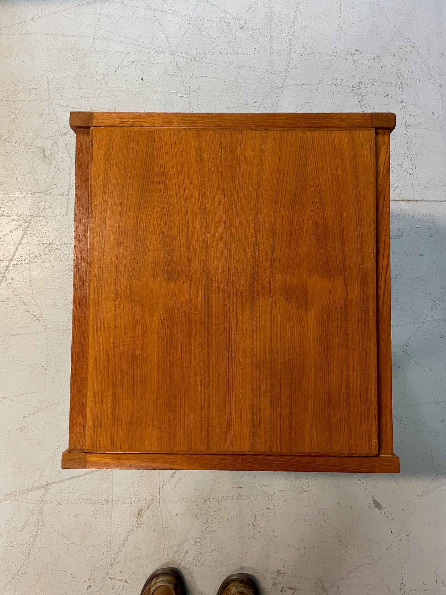 SOLD – 1960s Danish Teak Black Vinyl Teak Flip-Top Stool by Erik Buch