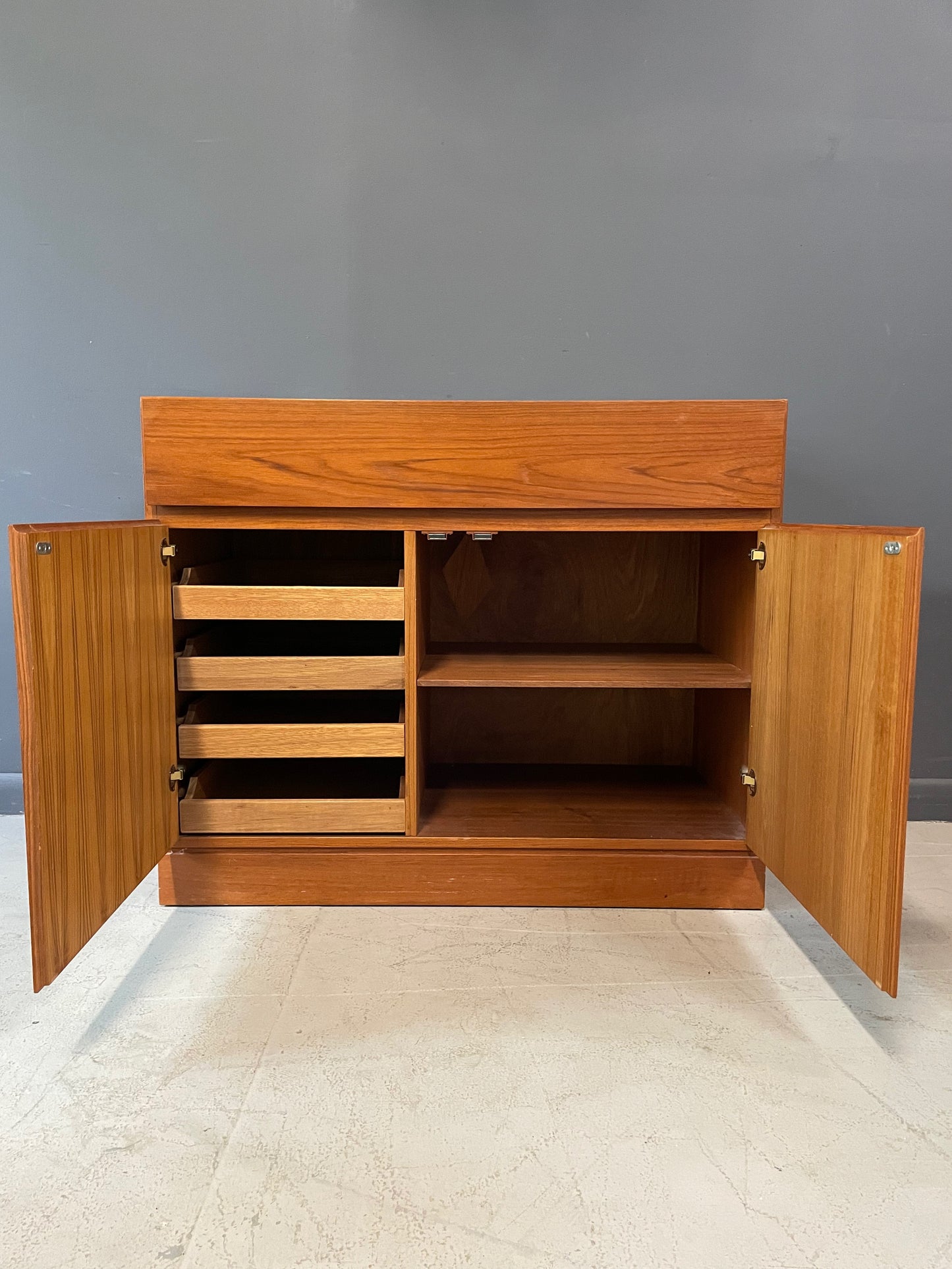 SOLD – Danish Modern Arne Wahl Iversen Teak Chest with One Large Top Drawer & Storage