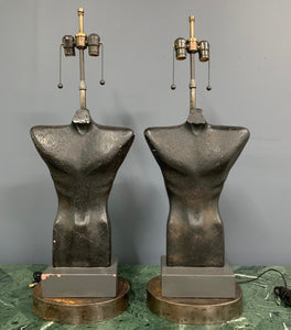 Gwen Lux Sculptural Ceramic Male Torso Lamp 1948 Mid Century