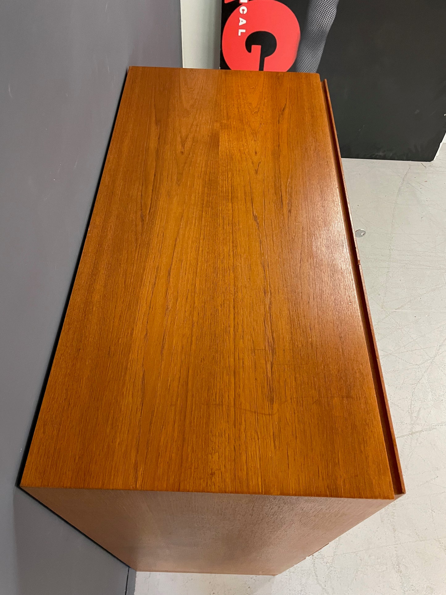 SOLD – Danish Modern Arne Wahl Iversen Tall Teak Desk with Drawers for Storage
