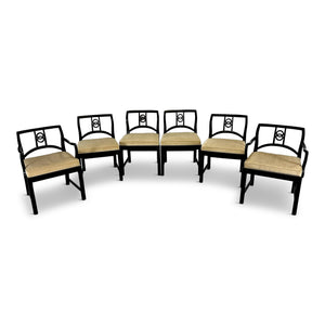 Set of 16 Black Lacquered Michael Taylor for Baker Dining Chairs Mid Century