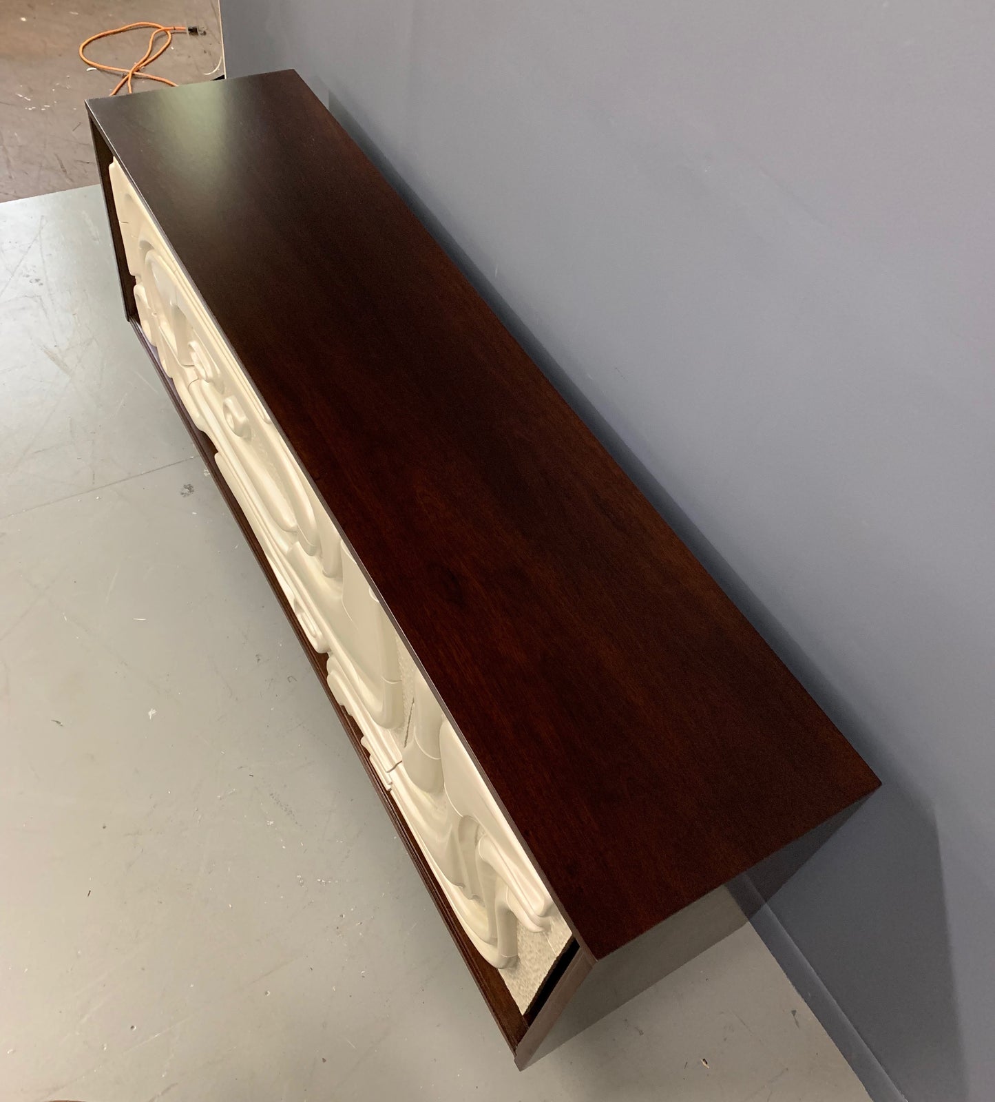 SOLD – Brutalist Mid Century Credenza Philip Lloyd Powell Style