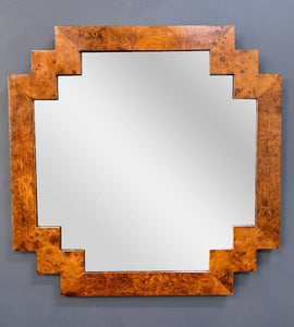 Burled Elmwood Geometric Mirror Italian by LaBarge