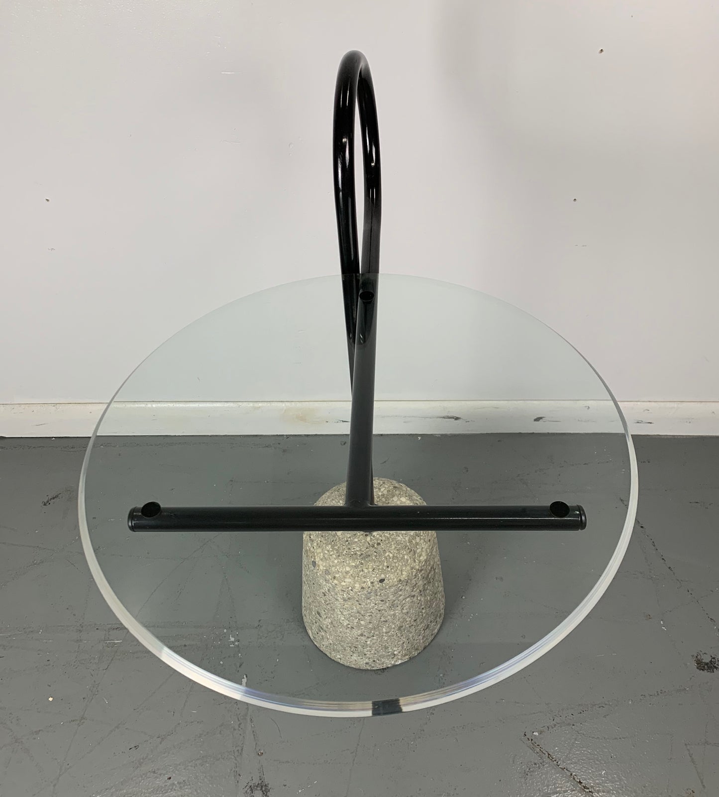 Italian Mid-Century Post-Modern Sottsass Style Side Table of Concrete and Steel