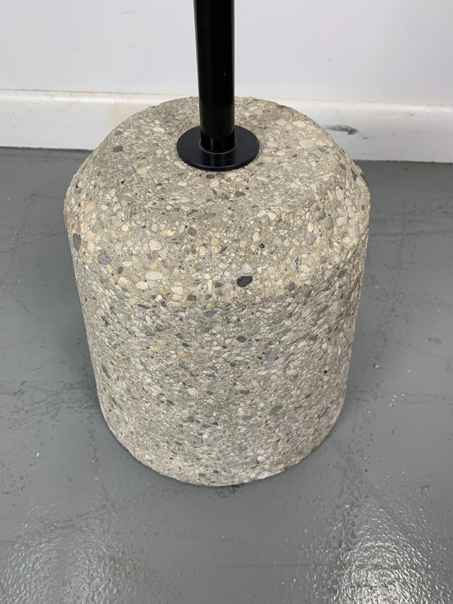 Italian Mid-Century Post-Modern Sottsass Style Side Table of Concrete and Steel