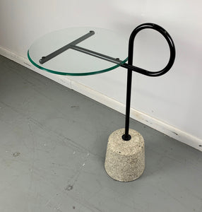 Italian Mid-Century Post-Modern Sottsass Style Side Table of Concrete and Steel