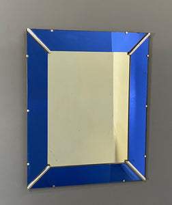 Art Deco Cobalt Blue Glass Trimmed Mirror