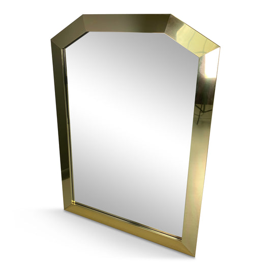 SOLD – Mid-century Ello 1980s Glam Brass Framed Angular Mirror
