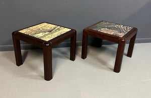 1960s Danish Trioh-Mobler Side Tables in Rosewood and Marble Mid Century