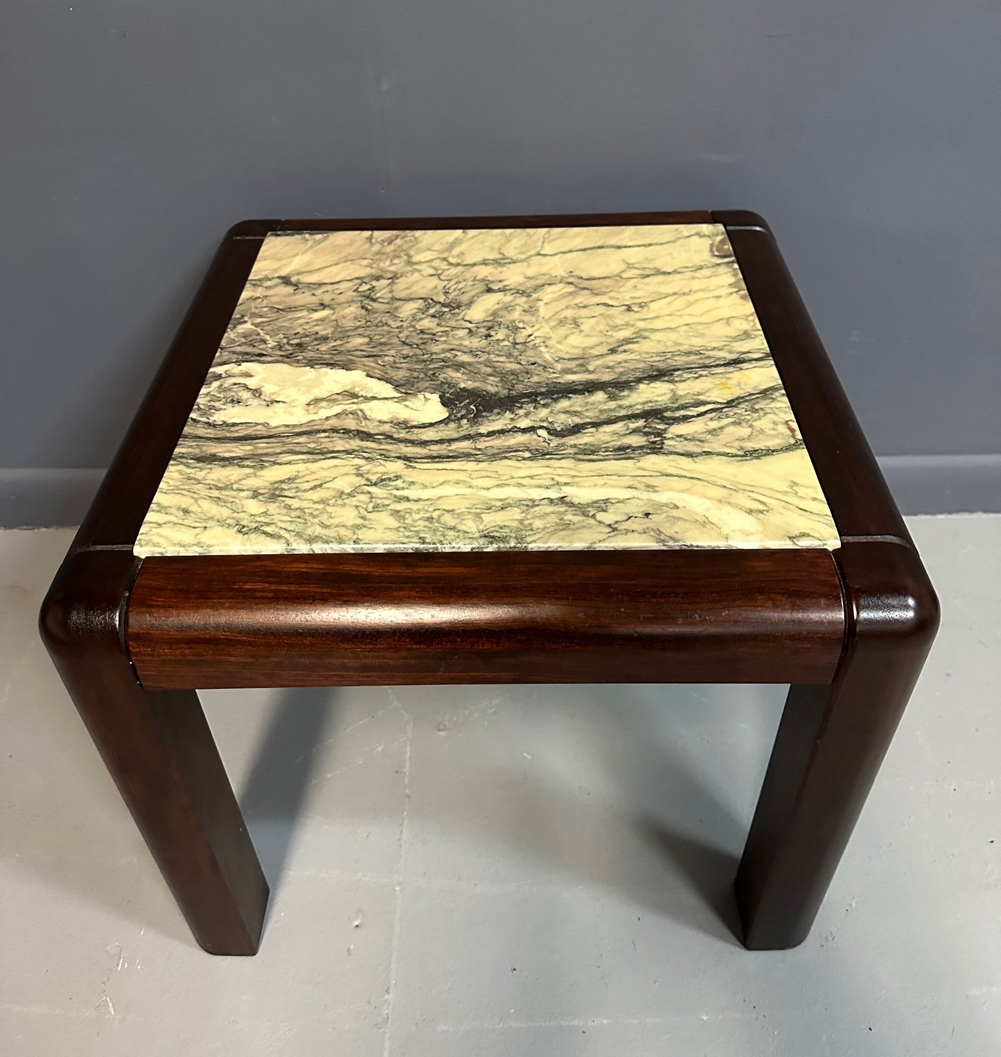 SOLD – 1960s Danish Trioh-Mobler Side Tables in Rosewood and Marble Mid Century