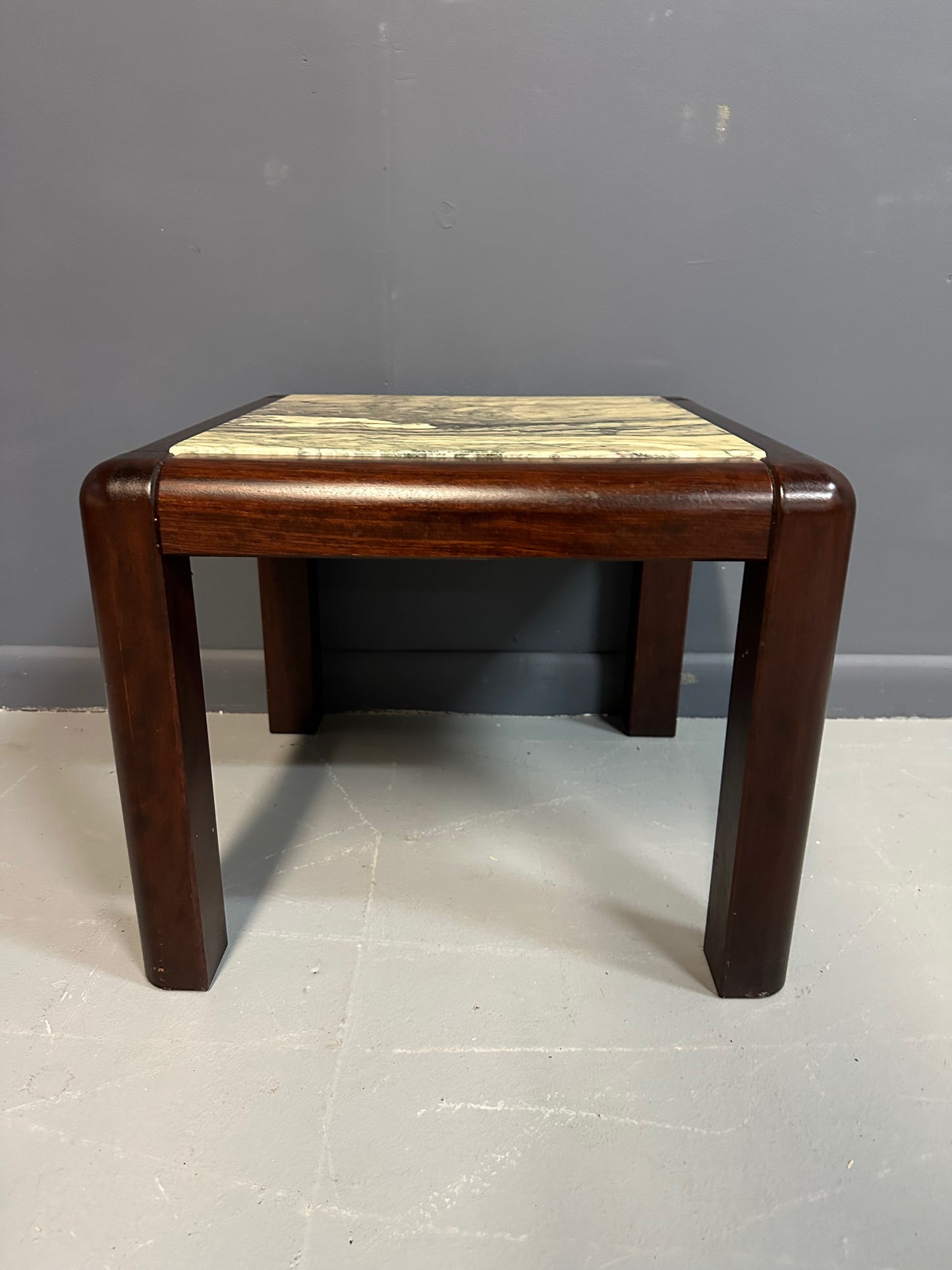 SOLD – 1960s Danish Trioh-Mobler Side Tables in Rosewood and Marble Mid Century