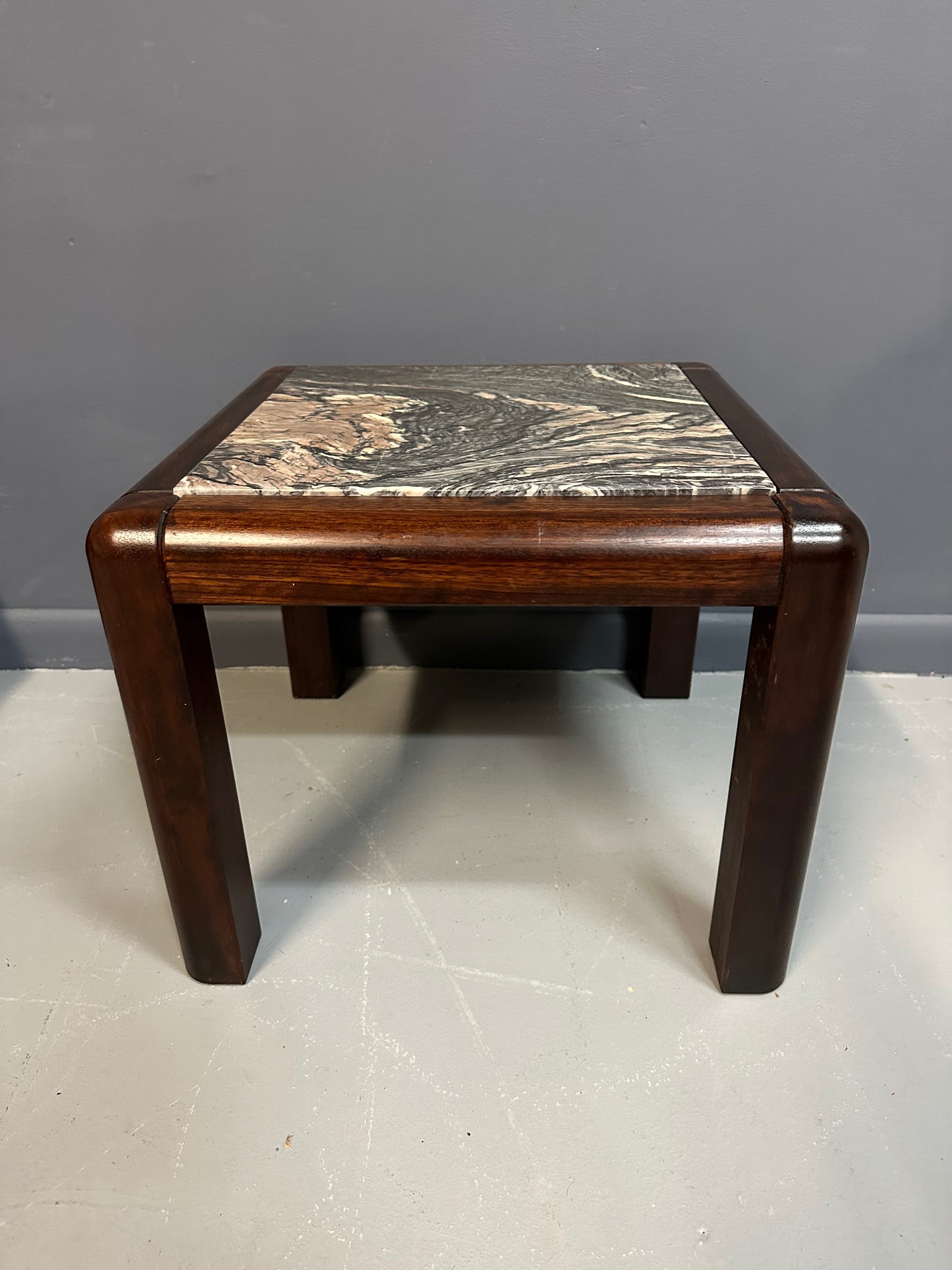 SOLD – 1960s Danish Trioh-Mobler Side Tables in Rosewood and Marble Mid Century