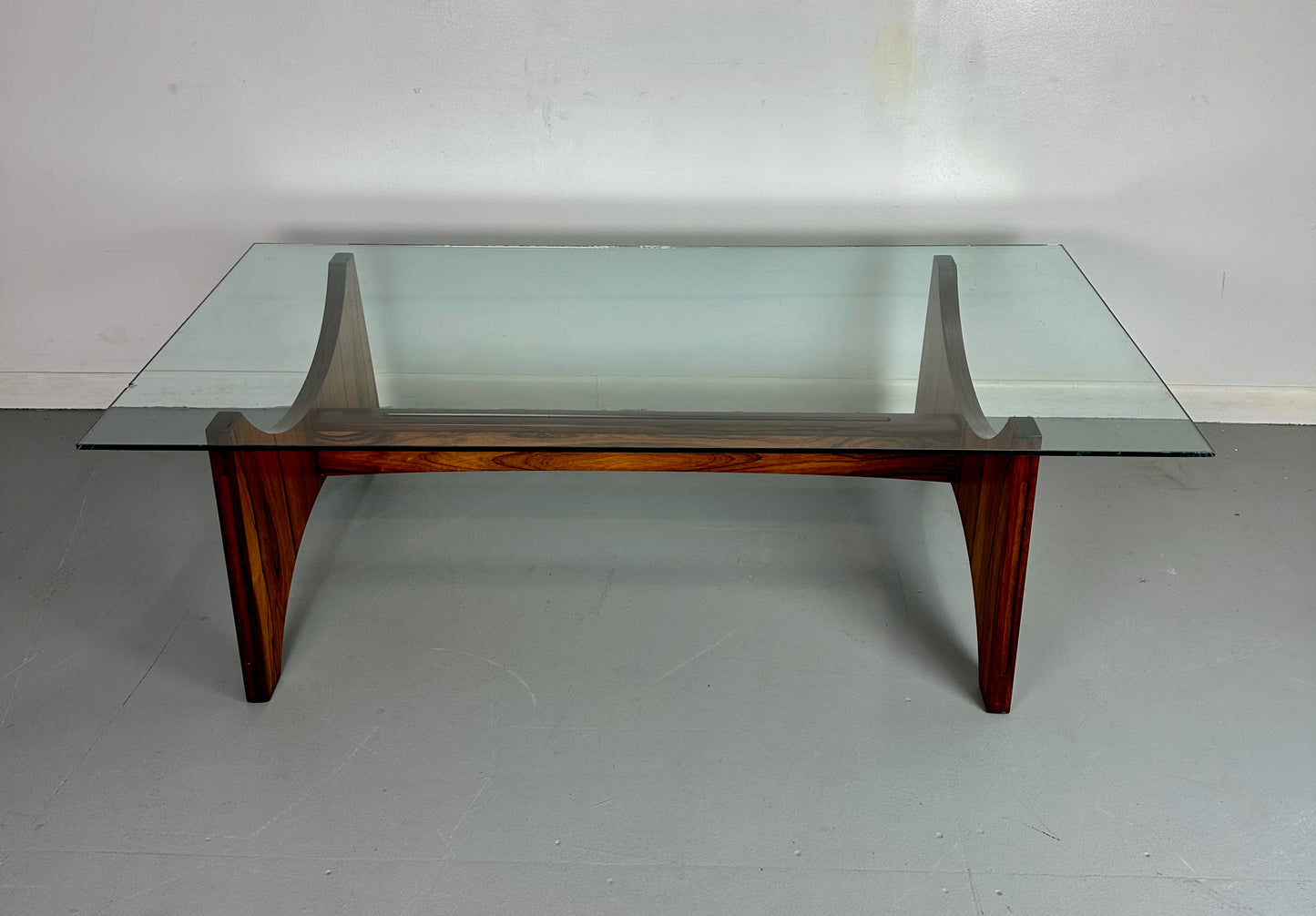 SOLD – Rosewood and Glass Large Rectangular Mid Century Coffee Table by Torpe of Norway