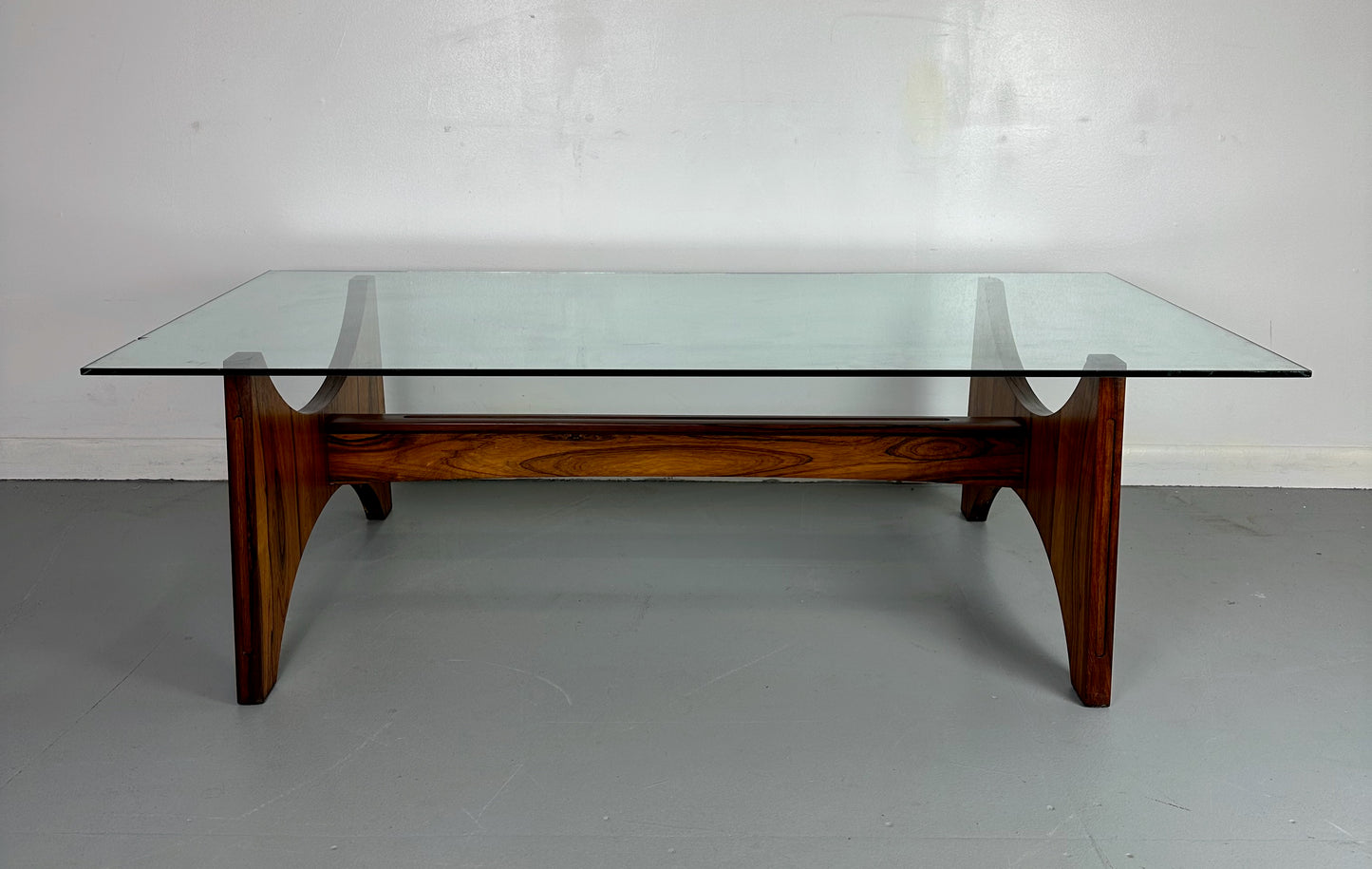 SOLD – Rosewood and Glass Large Rectangular Mid Century Coffee Table by Torpe of Norway