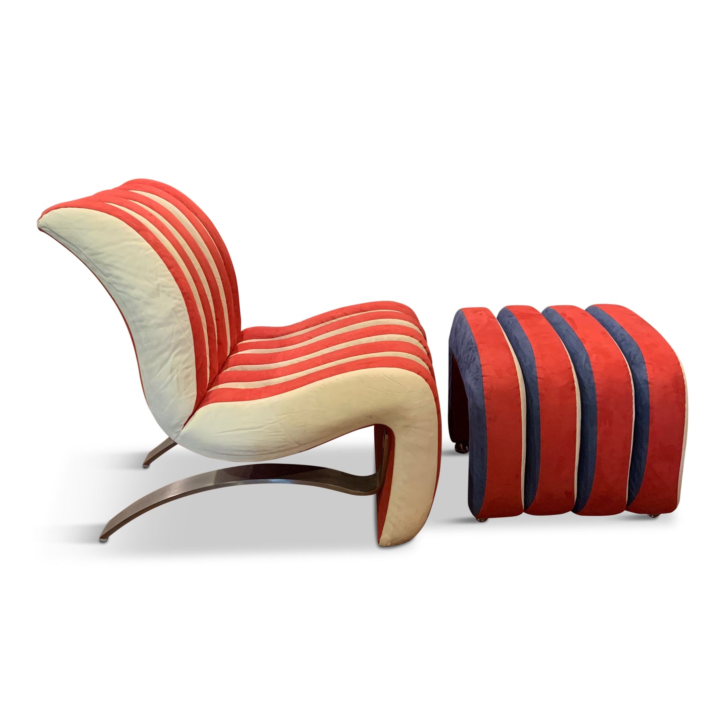 SOLD – Post-modern Leather Lounge Chair and Ottoman by Renown Designer Robert Tiffany