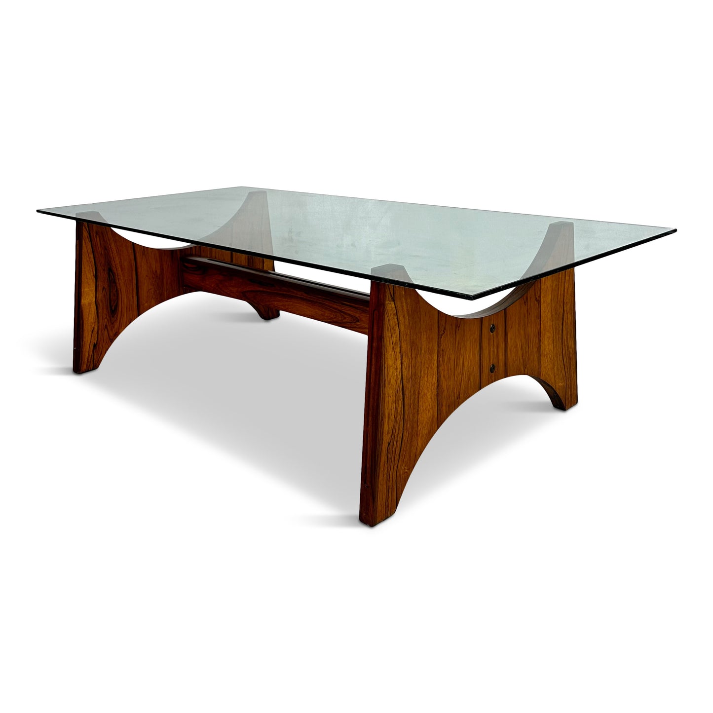 SOLD – Rosewood and Glass Large Rectangular Mid Century Coffee Table by Torpe of Norway