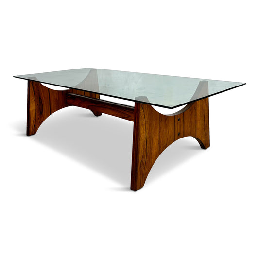SOLD – Rosewood and Glass Large Rectangular Mid Century Coffee Table by Torpe of Norway