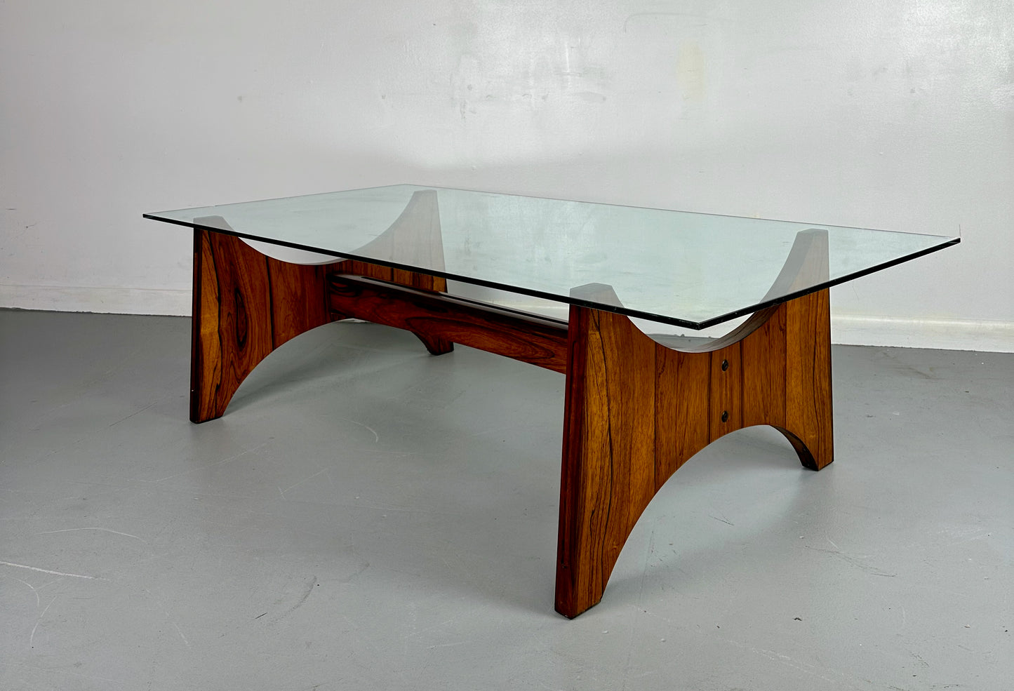 SOLD – Rosewood and Glass Large Rectangular Mid Century Coffee Table by Torpe of Norway