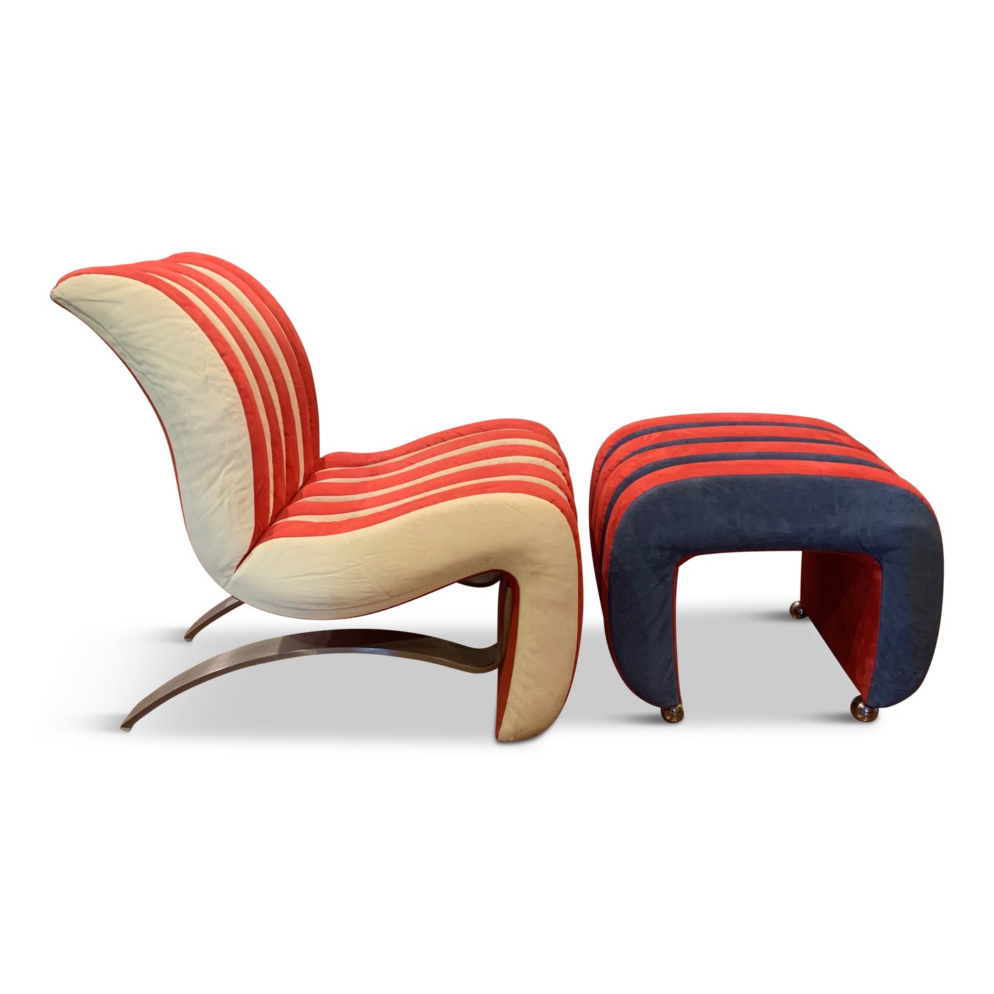 SOLD – Post-modern Leather Lounge Chair and Ottoman by Renown Designer Robert Tiffany