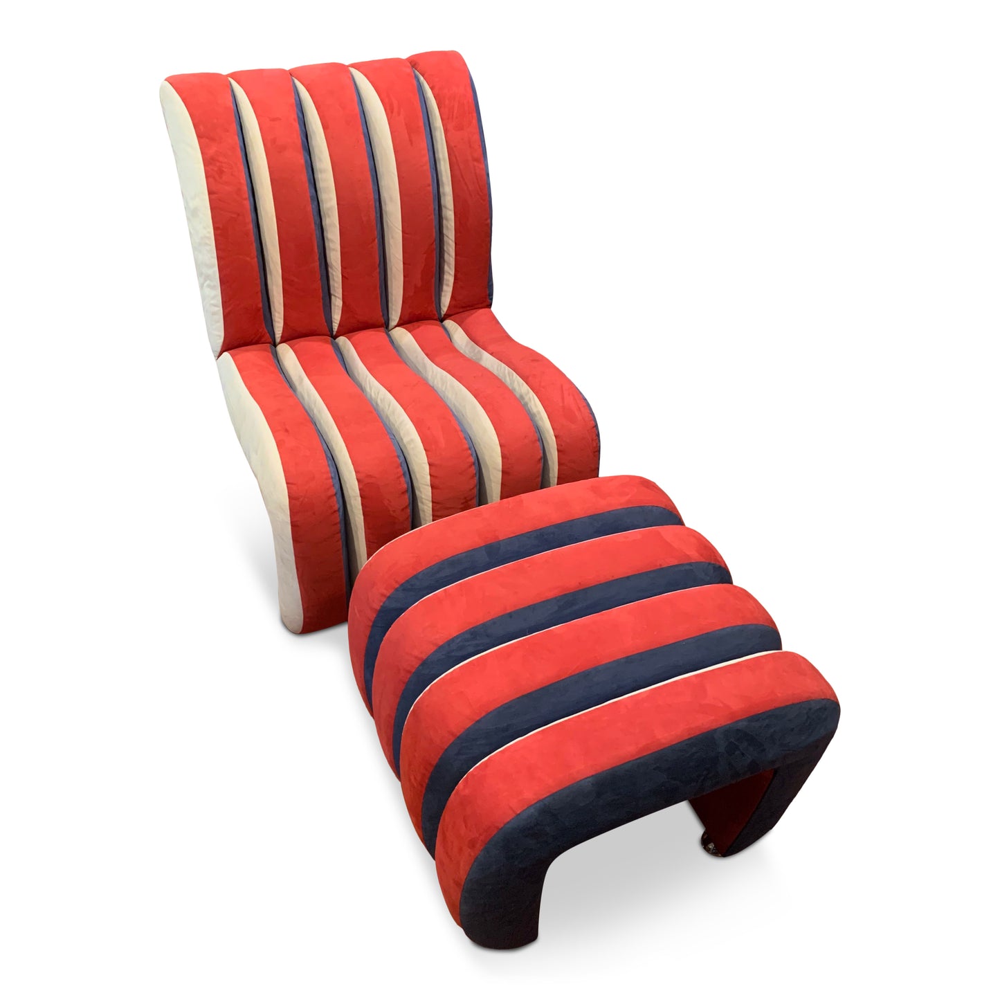 SOLD – Post-modern Leather Lounge Chair and Ottoman by Renown Designer Robert Tiffany