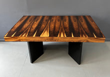 Load image into Gallery viewer, Milo Baughman Style Dining Table in Incredible Marabunda Wood Veneer Mid Century