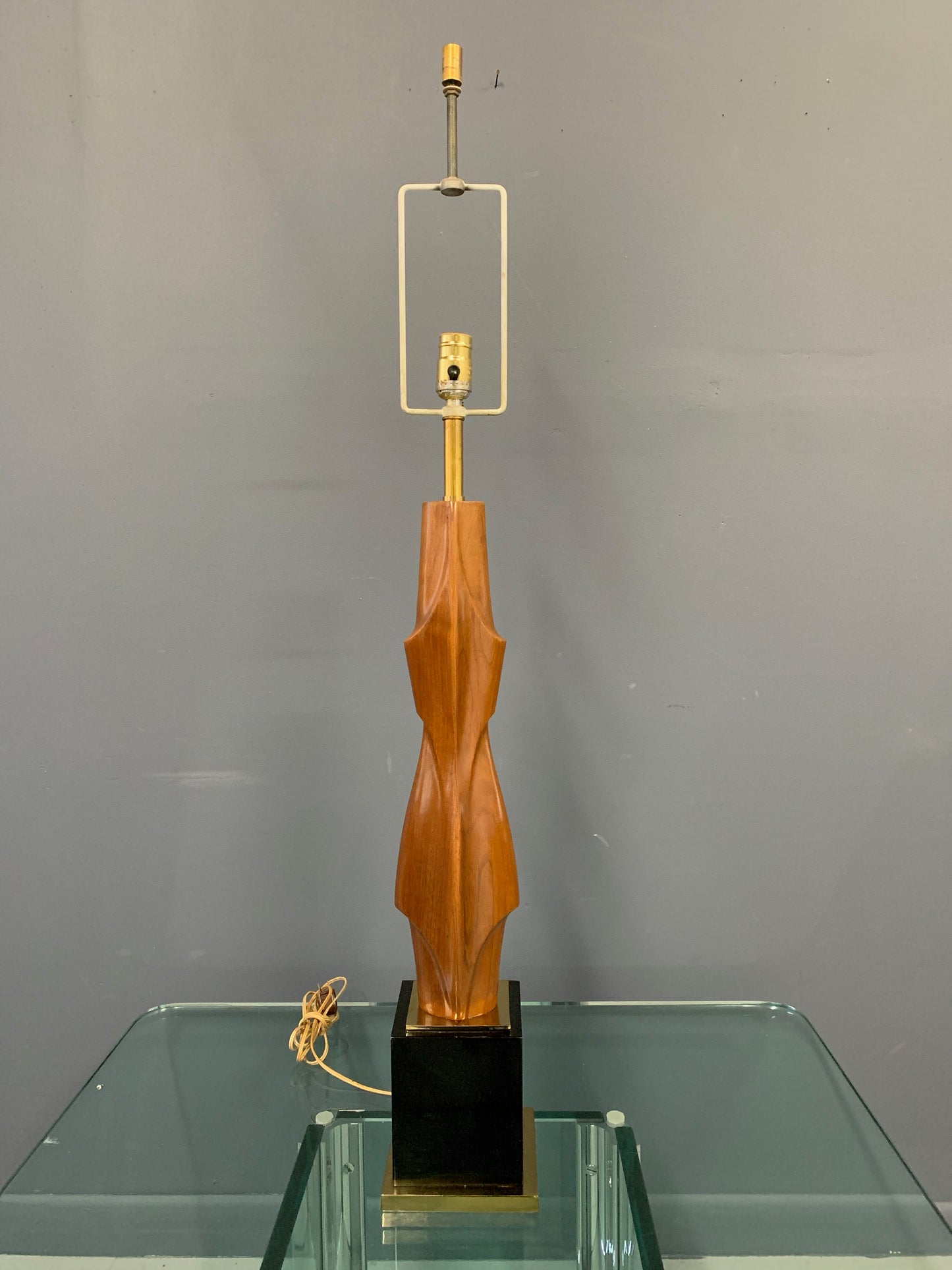 SOLD – Mahogany Figural Midcentury Lamp by Laurel Lamp Co.
