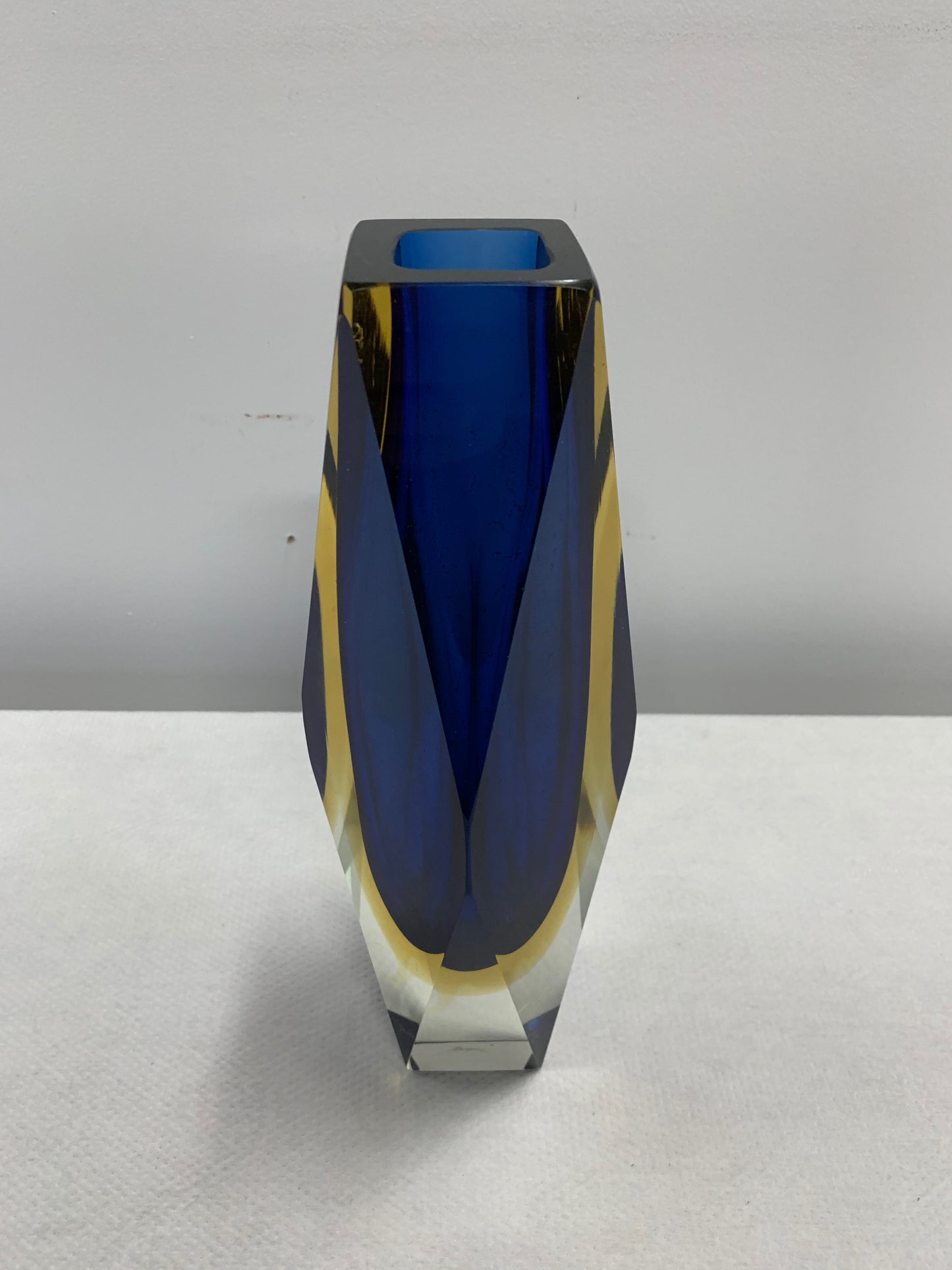 Impressive Murano Sommerso Multicolored Multi Faceted Vase Midcentury