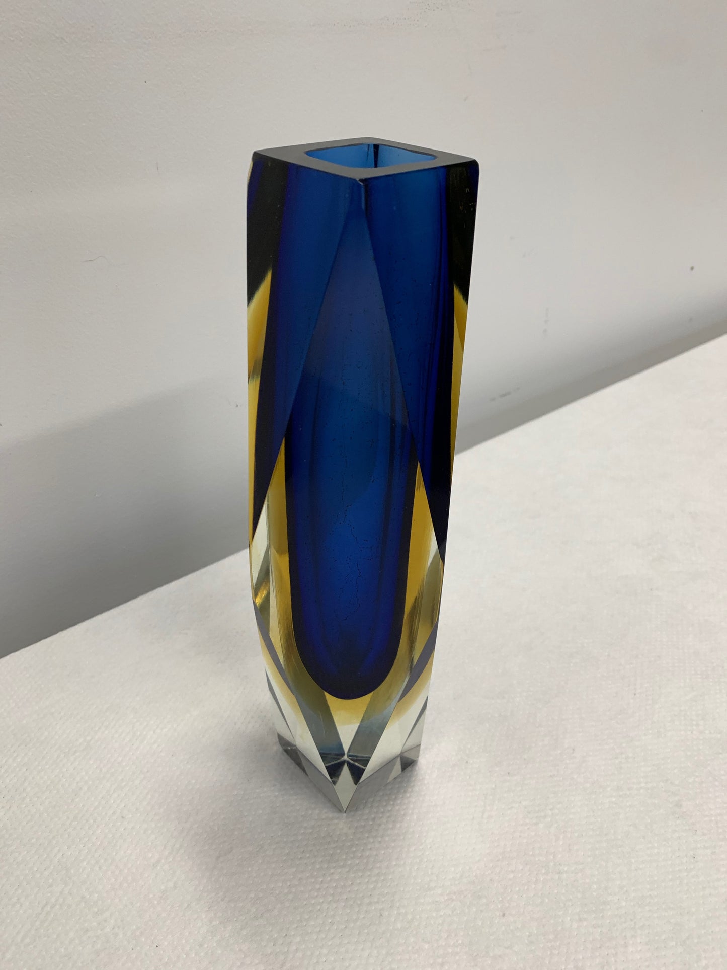 Impressive Murano Sommerso Multicolored Multi Faceted Vase Midcentury