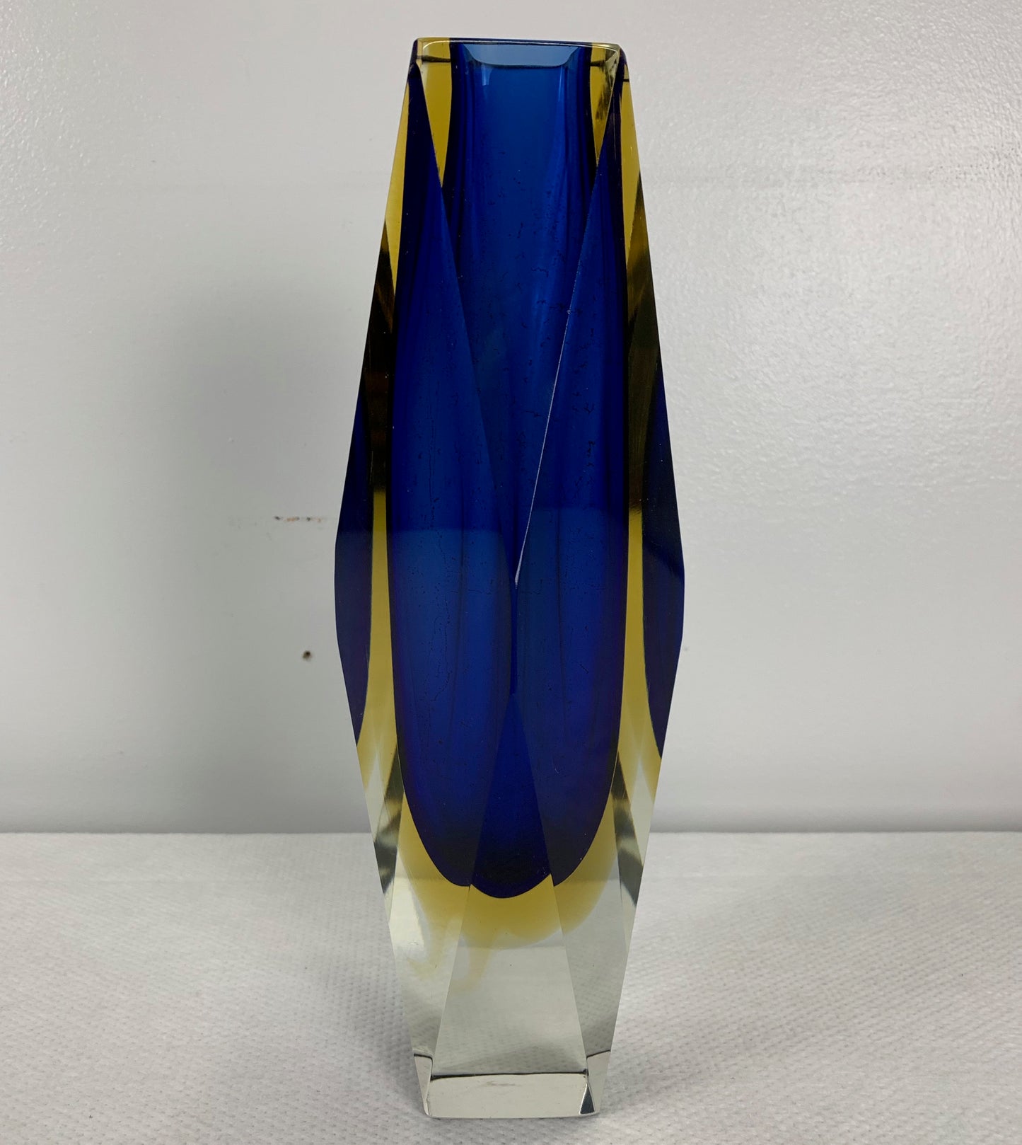 Impressive Murano Sommerso Multicolored Multi Faceted Vase Midcentury