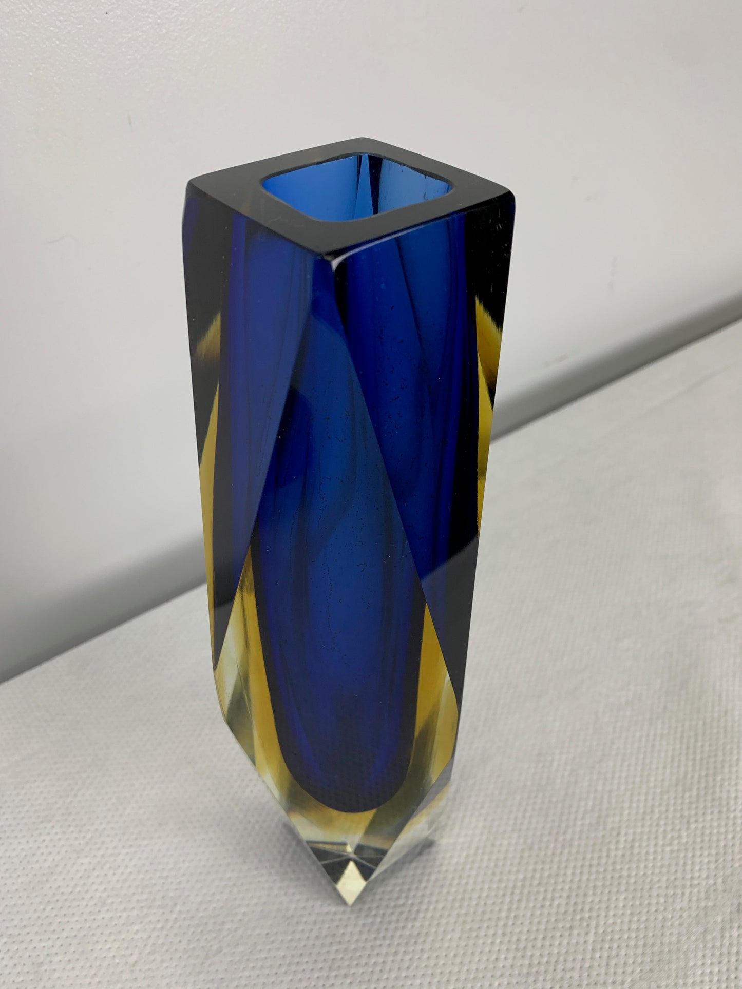 Impressive Murano Sommerso Multicolored Multi Faceted Vase Midcentury