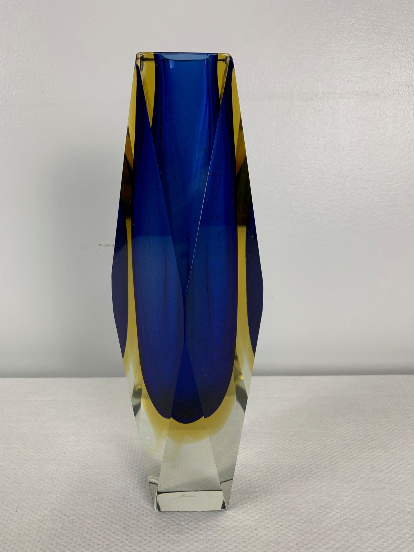 Impressive Murano Sommerso Multicolored Multi Faceted Vase Midcentury