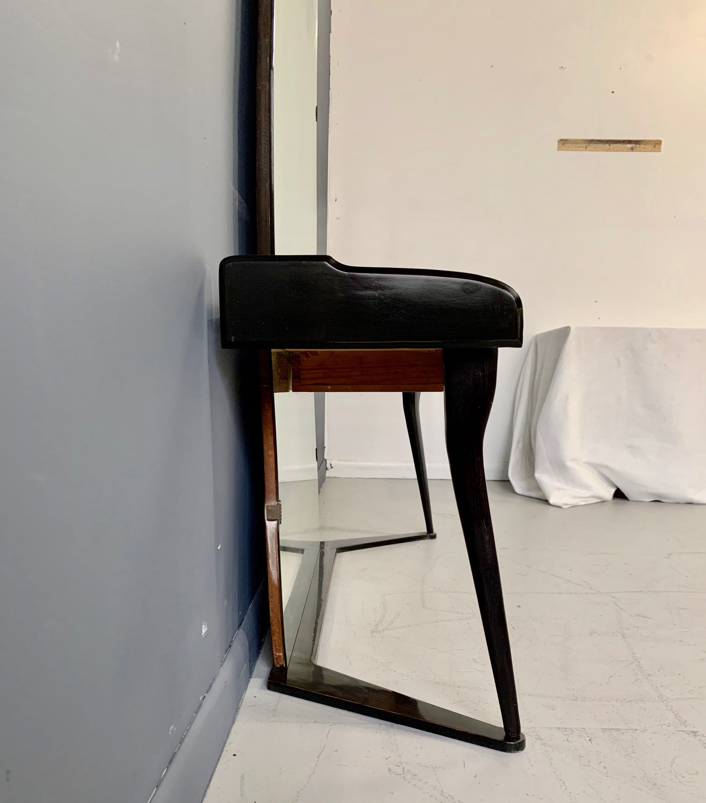 SOLD – Italian Midcentury Vanity Console Table Cesare Lacca Style with Large Mirror