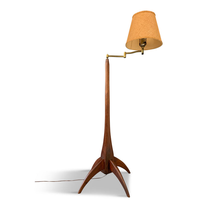 Walnut Studio Hand Carved Floor Lamp in The Style of Phillip Lloyd Powell