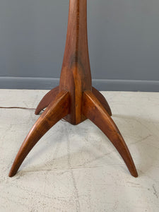 Walnut Studio Hand Carved Floor Lamp in The Style of Phillip Lloyd Powell