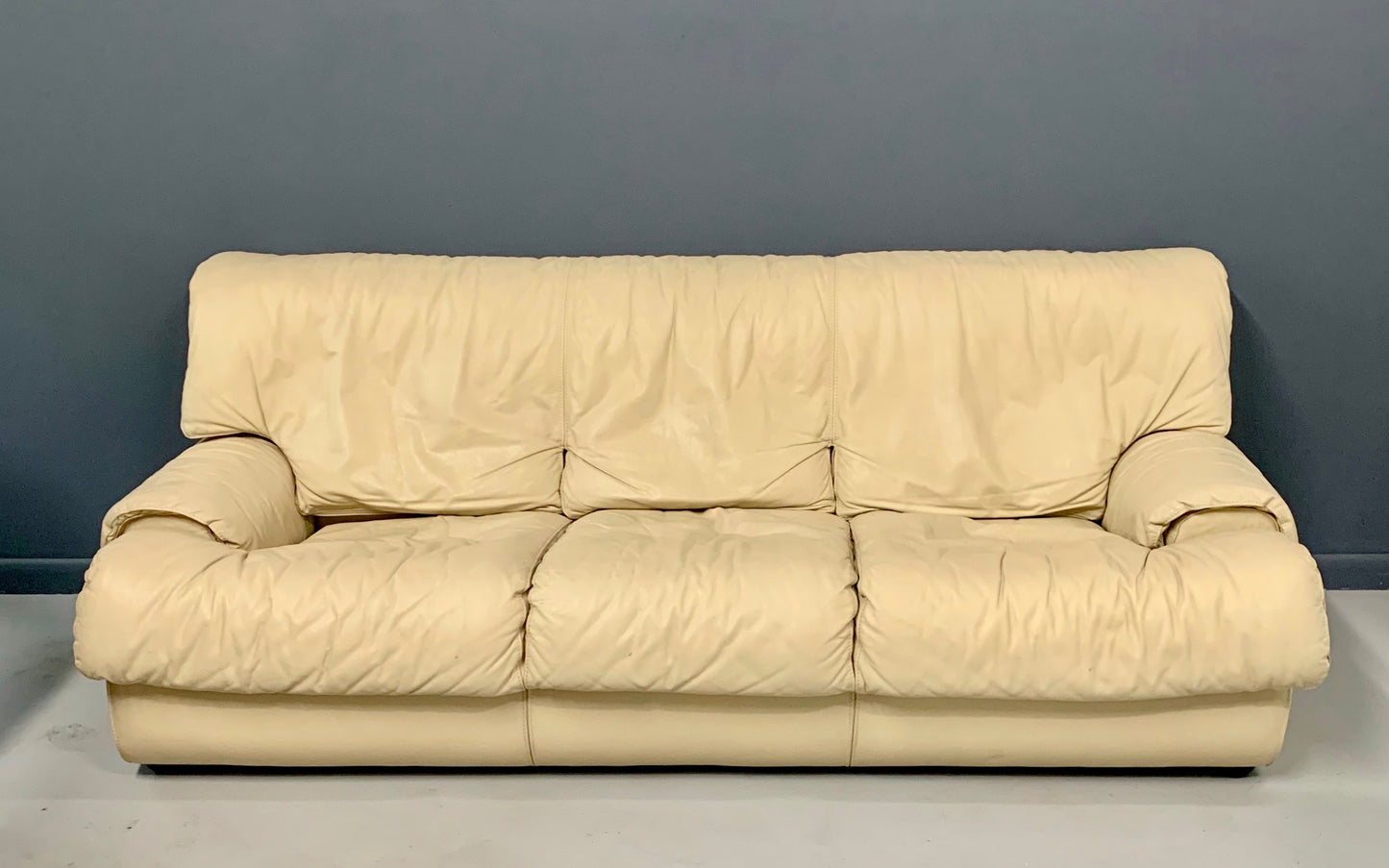 SOLD – Postmodern 1980s Sofa by Roche Bobois in Draped Soft Leather