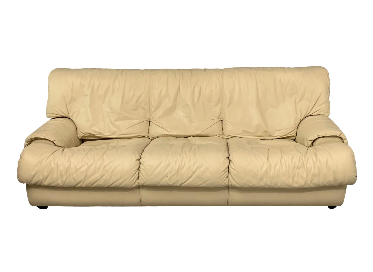 SOLD – Postmodern 1980s Sofa by Roche Bobois in Draped Soft Leather