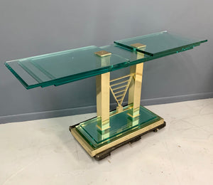 Postmodern Console Table in Glass and Brass By DIA