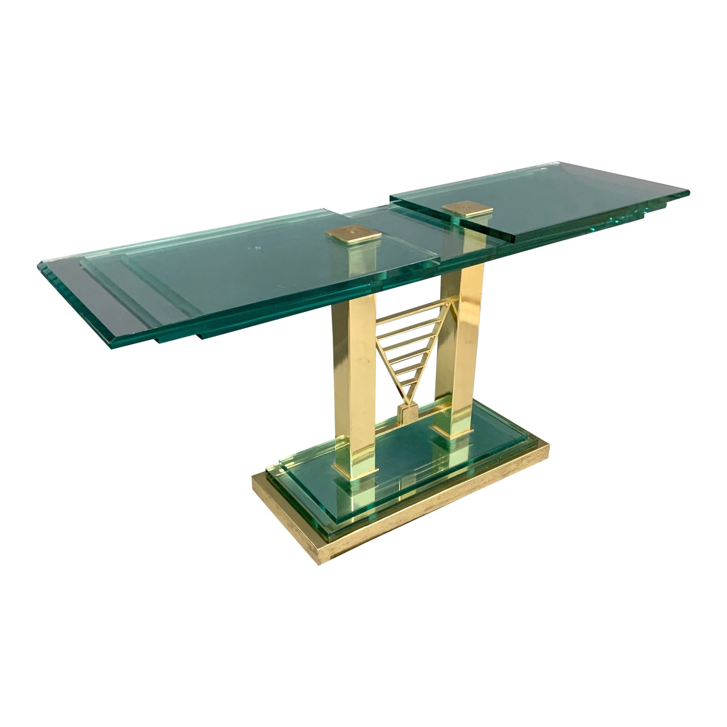 SOLD – Postmodern Console Table in Glass and Brass By DIA