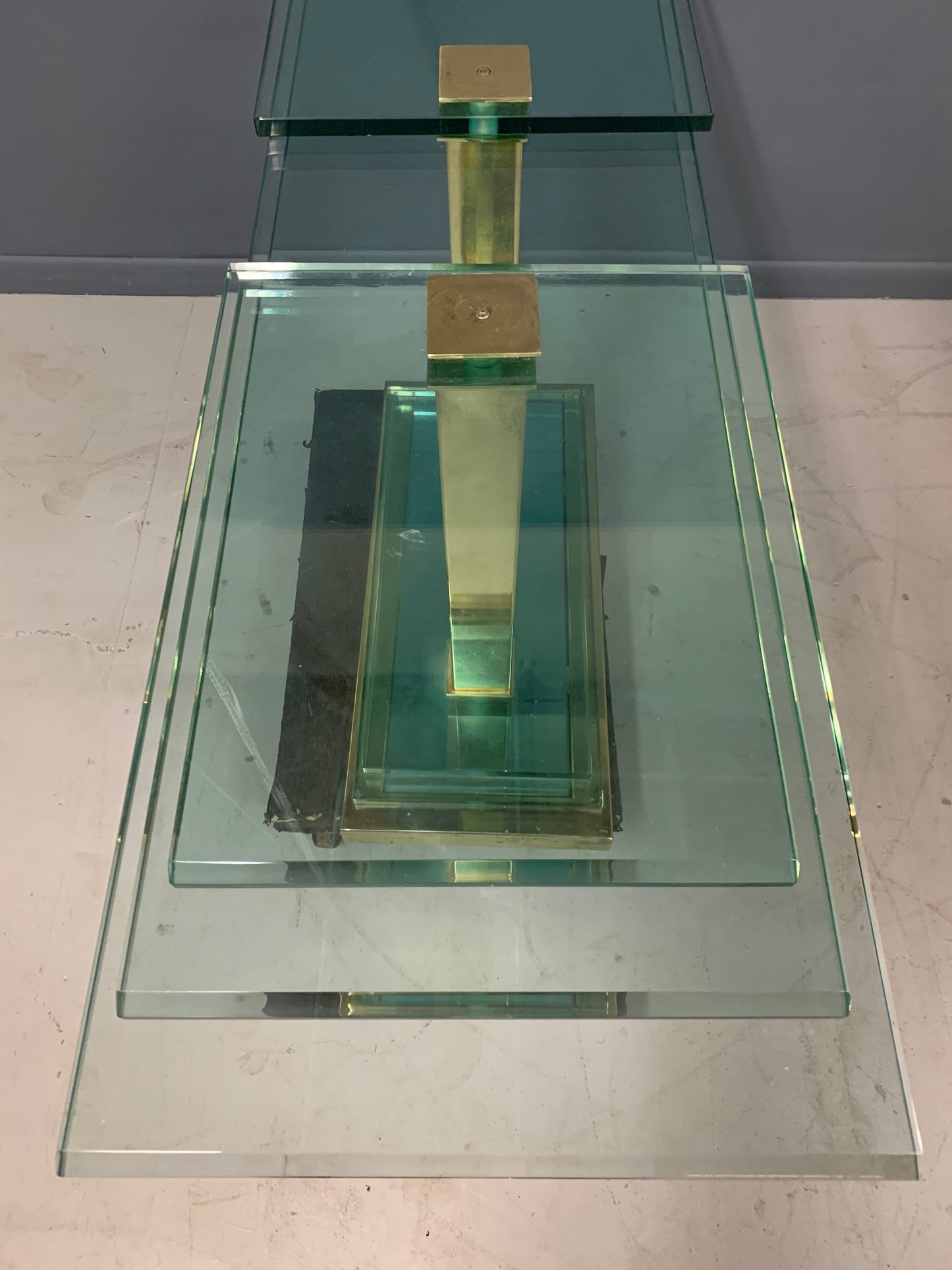 SOLD – Postmodern Console Table in Glass and Brass By DIA